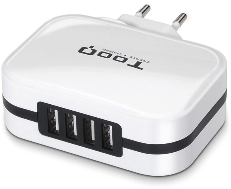 Tooq - Carregador Tooq 4x USB 5V 6.8A com Controlo AI Branco