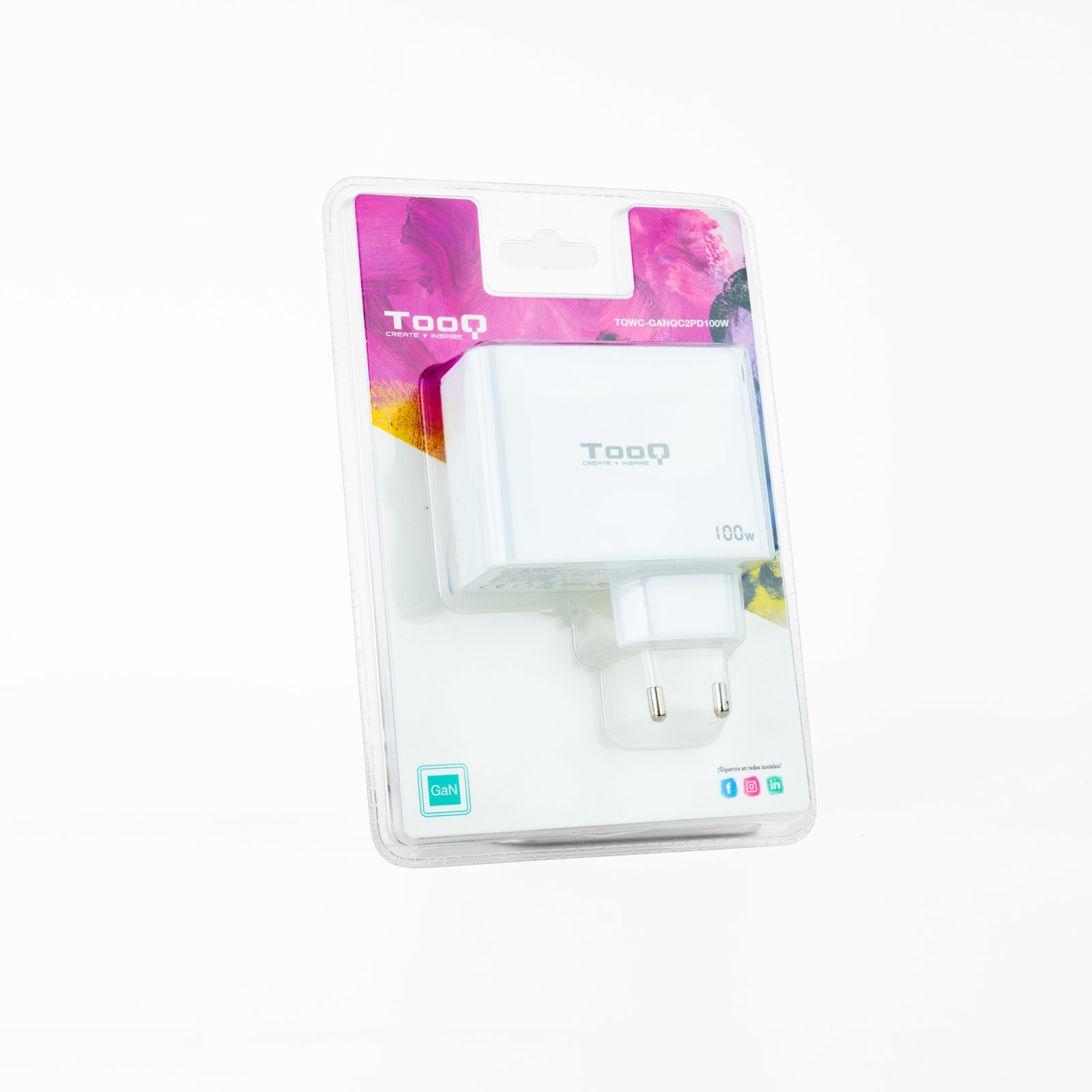 Tooq - Carregador GaN Tooq USB-C/PD + USB-A/QC 100W Branco