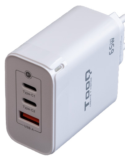 Tooq - Carregador GaN Tooq 2xUSB-C/PD 65W + USB-A/QC 65W