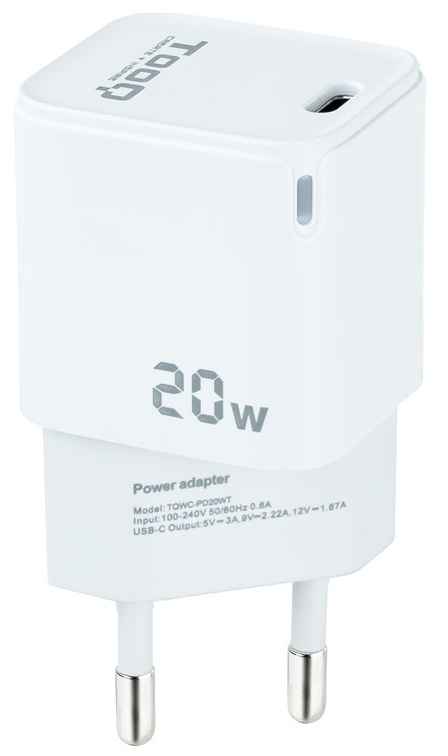 Tooq - Carregador Tooq USB-C PD 20W Branco
