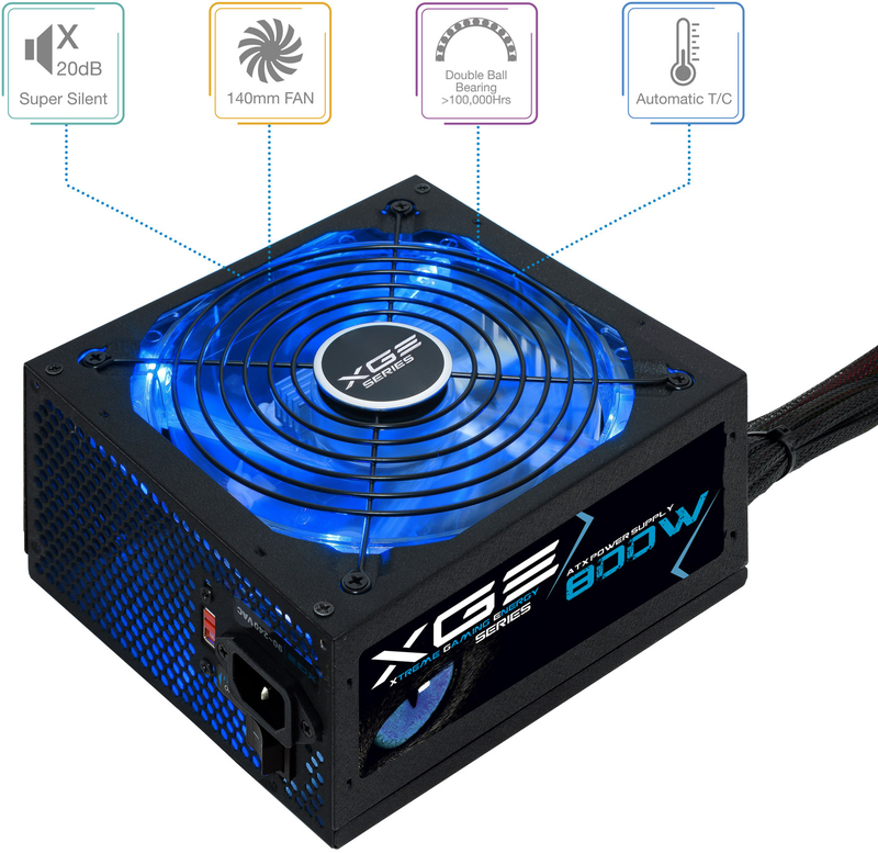 Tooq - Fonte de Alimentação Tooq Xtreme Gaming Energy II 800W 80+ Bronze c/LED