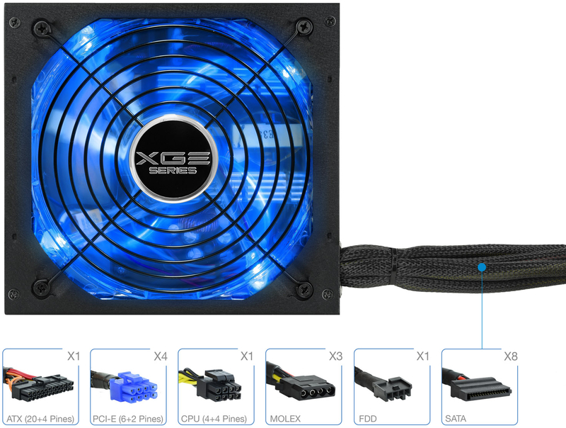 Tooq - Fonte de Alimentação Tooq Xtreme Gaming Energy II 800W 80+ Bronze c/LED