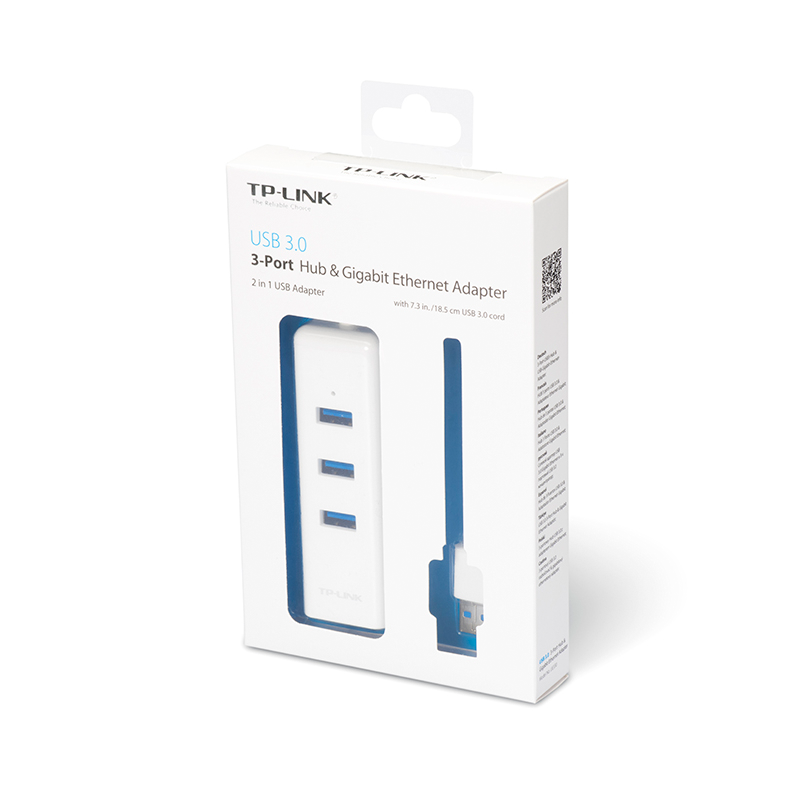 TP-Link - Adaptador USB TP-Link UE330 USB 3.0 > Ethernet Gigabit + 3 Portas USB 3.0