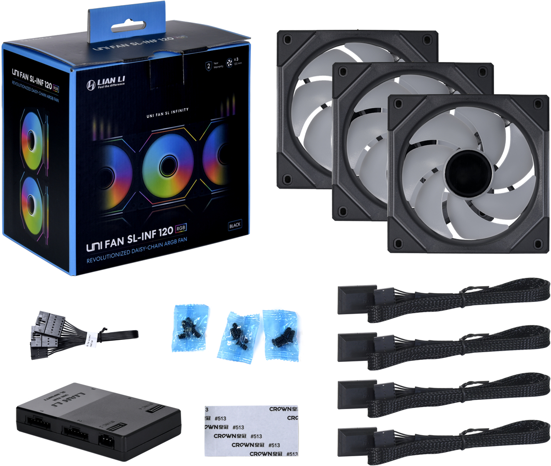 Lian Li - Ventoinha Lian Li UNI FAN SL120 Infinity RGB PWM Preto 120mm (Pack 3)