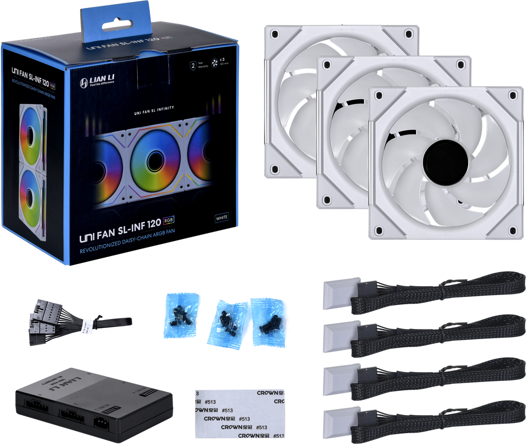 Lian Li - Ventoinha Lian Li UNI FAN SL120 Infinity RGB PWM Branco 120mm (Pack 3)