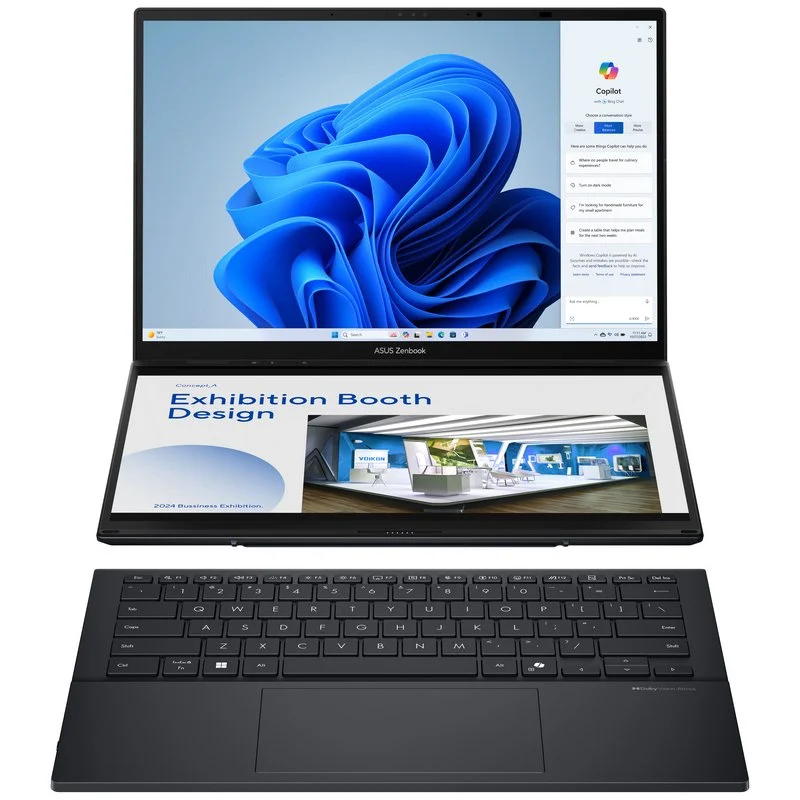 Asus - Portátil ASUS ZenBook Duo UX8406C 14" Ultra 9 285H 32GB DDR5 2TB Arc Graphics 3K OLED Touch 120Hz W11 Pro