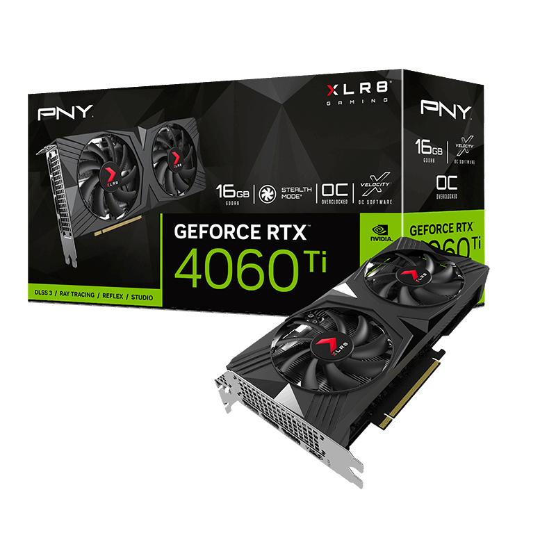 PNY - Gráfica PNY GeForce® RTX 4060 Ti XLR8 VERTO OC Dual Fan 16GB GDDR6 DLSS3