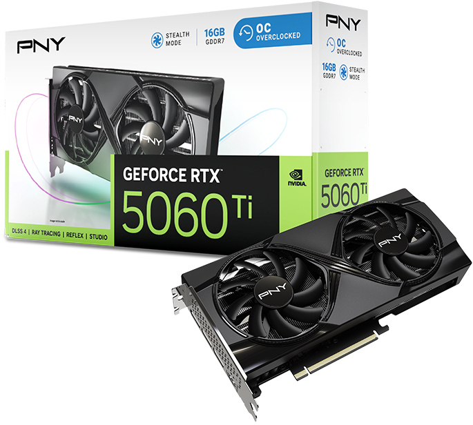 PNY - Gráfica PNY GeForce® RTX 5060 Ti Dual Fan OC 16GB GDDR7 DLSS4