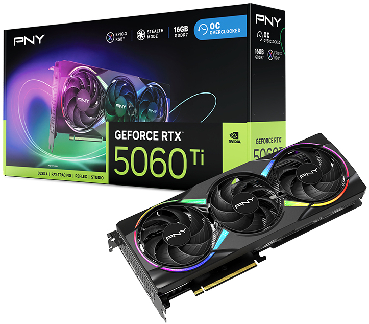 PNY - Gráfica PNY GeForce® RTX 5060 Ti Gaming RGB Triple Fan OC 16GB GDDR7 DLSS4