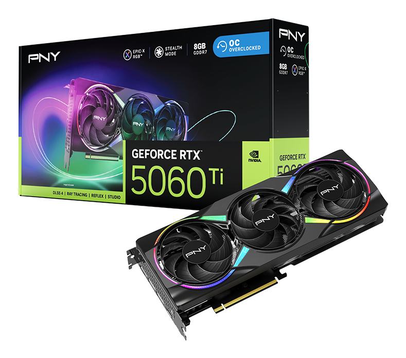 PNY - Gráfica PNY GeForce® RTX 5060 Ti Gaming RGB Triple Fan OC 8GB GDDR7 DLSS4
