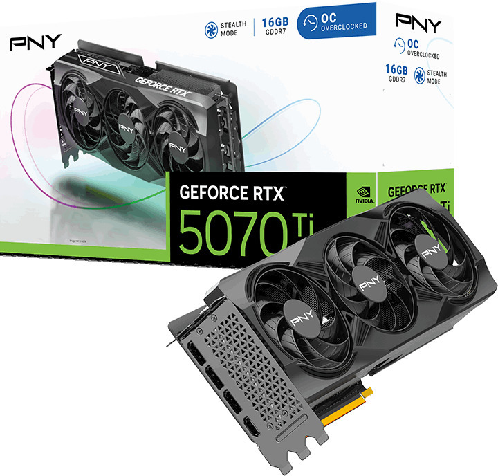 Picture of Picture of Gráfica PNY GeForce® RTX 5070 Ti Gaming Triple Fan OC 16GB GDDR7 DLSS4