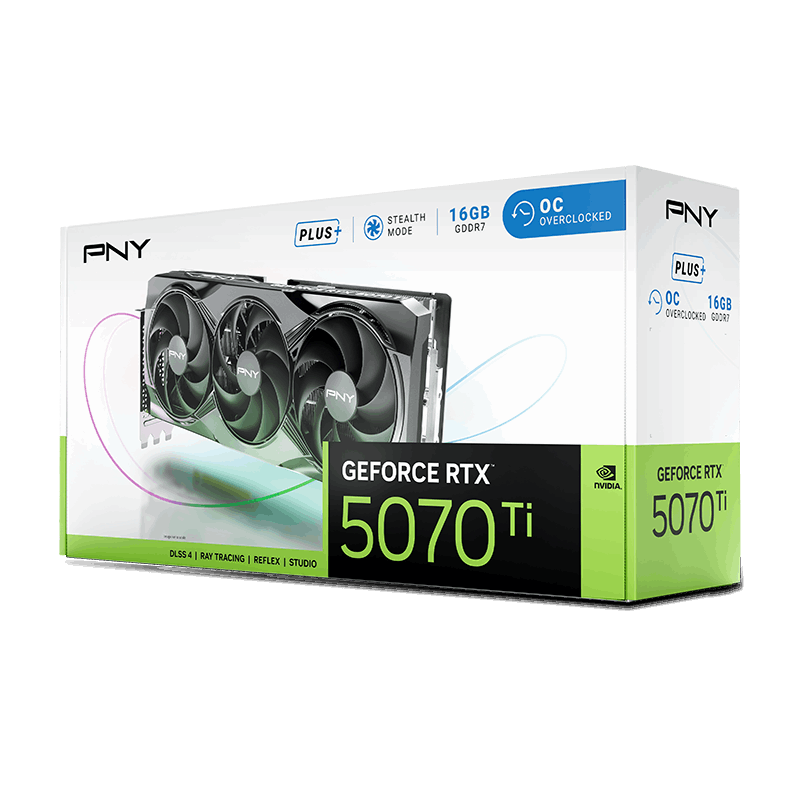 PNY - Gráfica PNY GeForce® RTX 5070 Ti Gaming Triple Fan Plus OC 16GB GDDR7 DLSS4