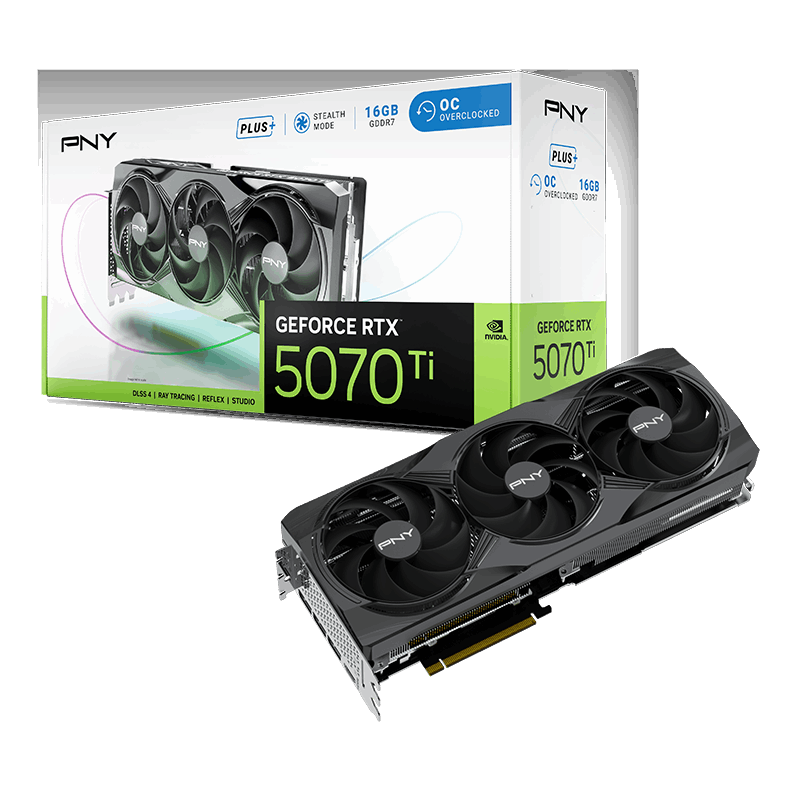 PNY - Gráfica PNY GeForce® RTX 5070 Ti Gaming Triple Fan Plus OC 16GB GDDR7 DLSS4