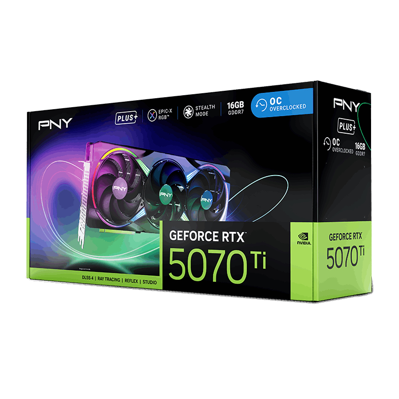 PNY - Gráfica PNY GeForce® RTX 5070 Ti Gaming ARGB Triple Fan Plus OC 16GB GDDR7 DLSS4