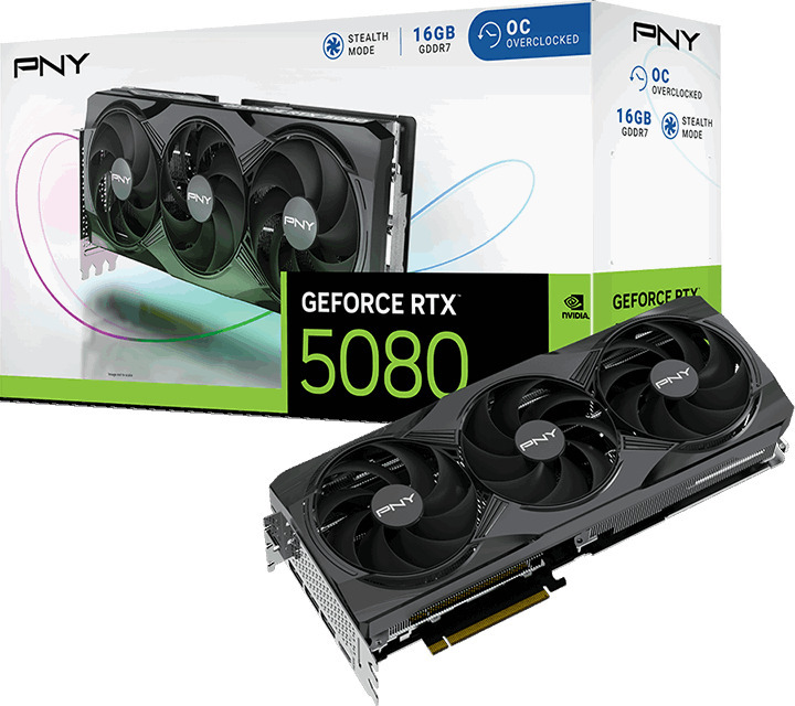 Picture of Picture of Gráfica PNY GeForce® RTX 5080 Gaming Triple Fan OC 16GB GDDR7 DLSS4