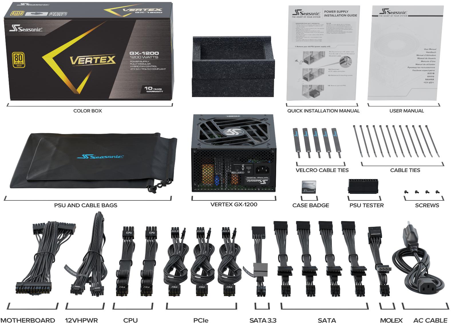 Seasonic - Fonte Modular Seasonic Vertex GX 1200W 80+ Gold