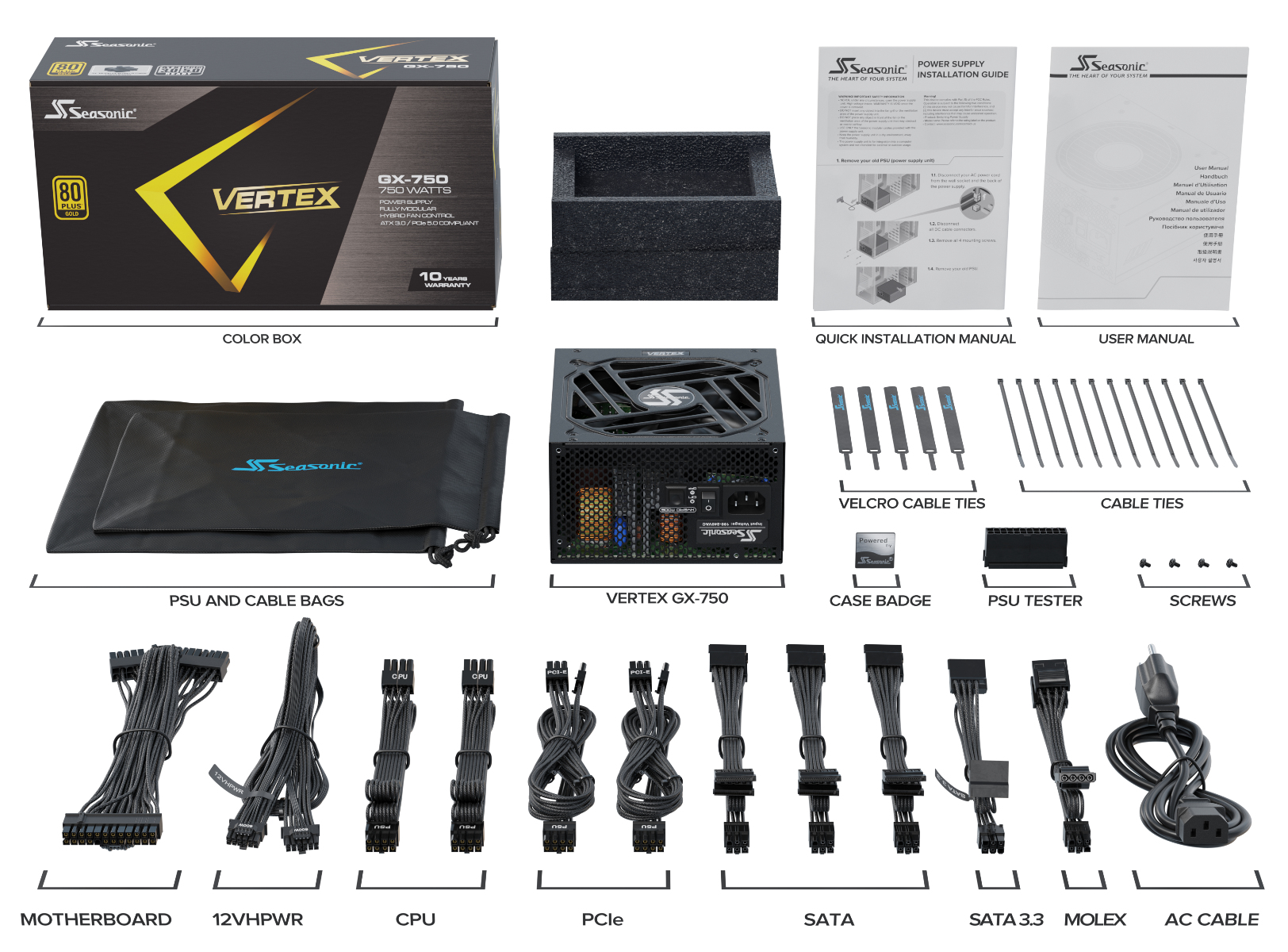 Seasonic - Fonte Modular Seasonic Vertex GX 750W 80+ Gold