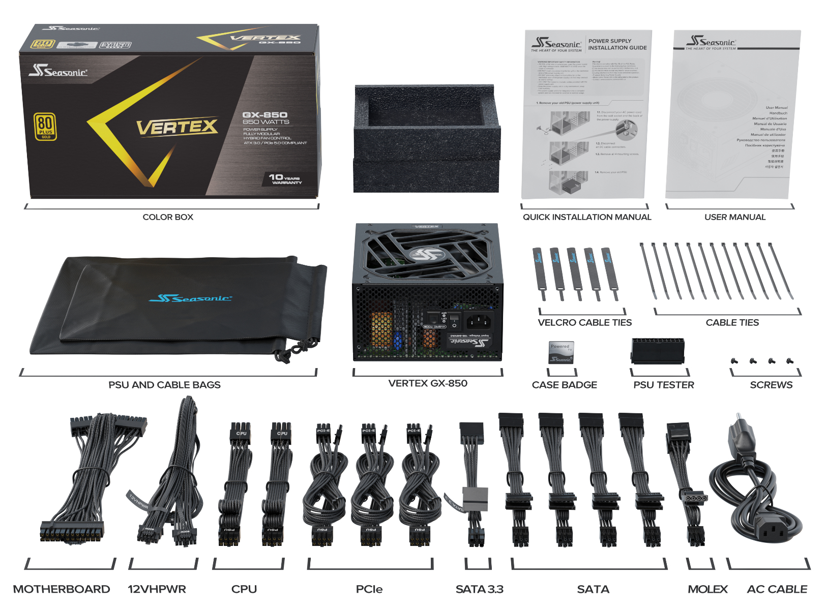Seasonic - Fonte Modular Seasonic Vertex GX 850W 80+ Gold