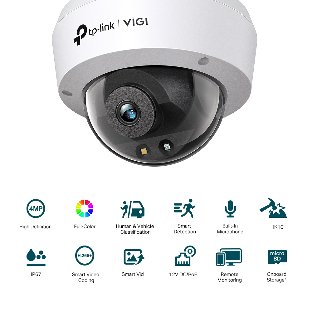 TP-Link - Câmara TP-Link  VIGI C240 2.8mm 4MP Full-Color PoE Dome QHD 1440p IP67