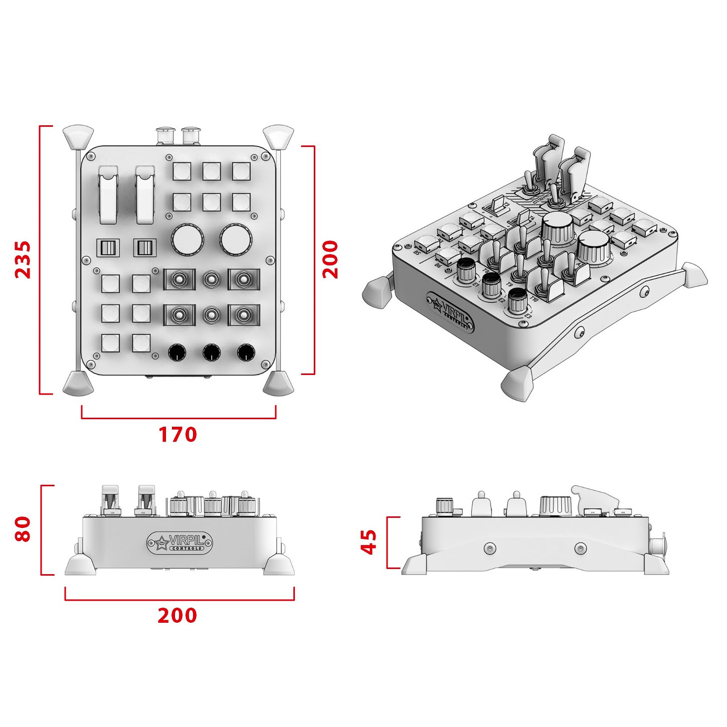 virpil-controls - Painel Controlo VIRPIL Universal Control Panel 1, 27 elementos