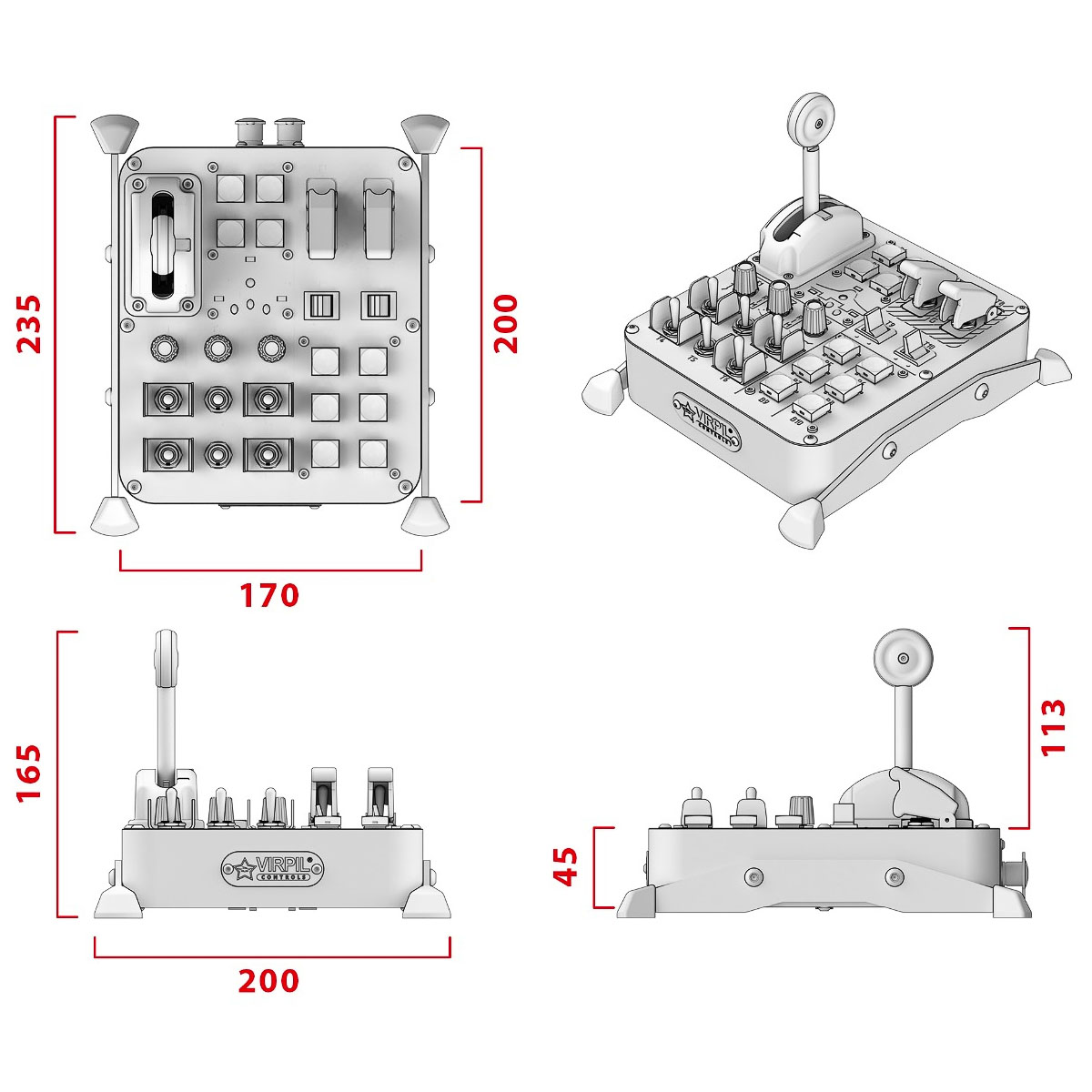 virpil-controls - Painel Controlo VIRPIL Universal Control Panel 2, 24 elementos