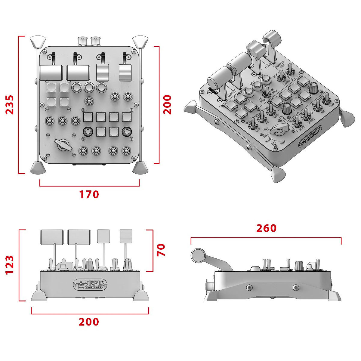 virpil-controls - Painel Controlo VIRPIL Universal Control Panel 3, 30 elementos