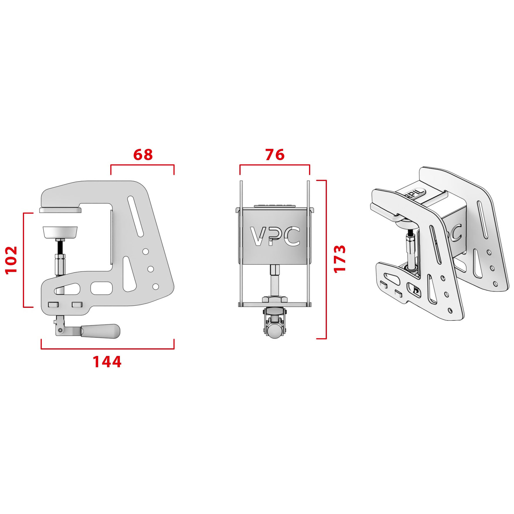virpil-controls - Suporte de Mesa VIRPIL Controls Desk Mount Mini