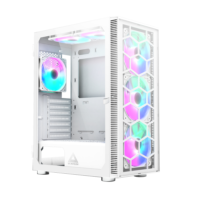Montech - Caixa ATX Montech X3 Glass RGB Vidro Temperado Branco