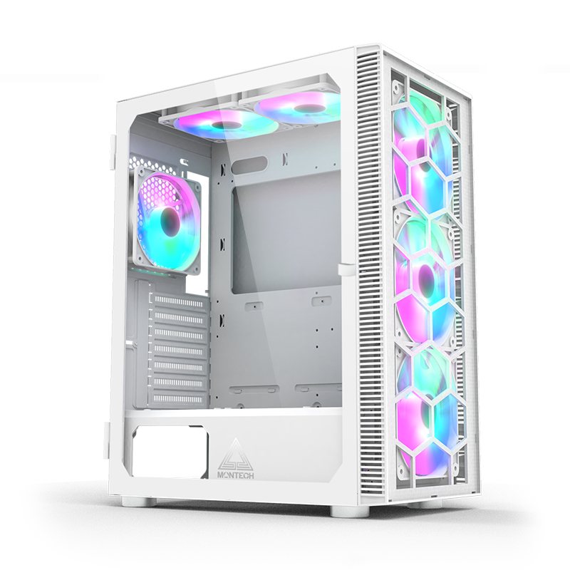 Montech - Caixa ATX Montech X3 Glass RGB Vidro Temperado Branco