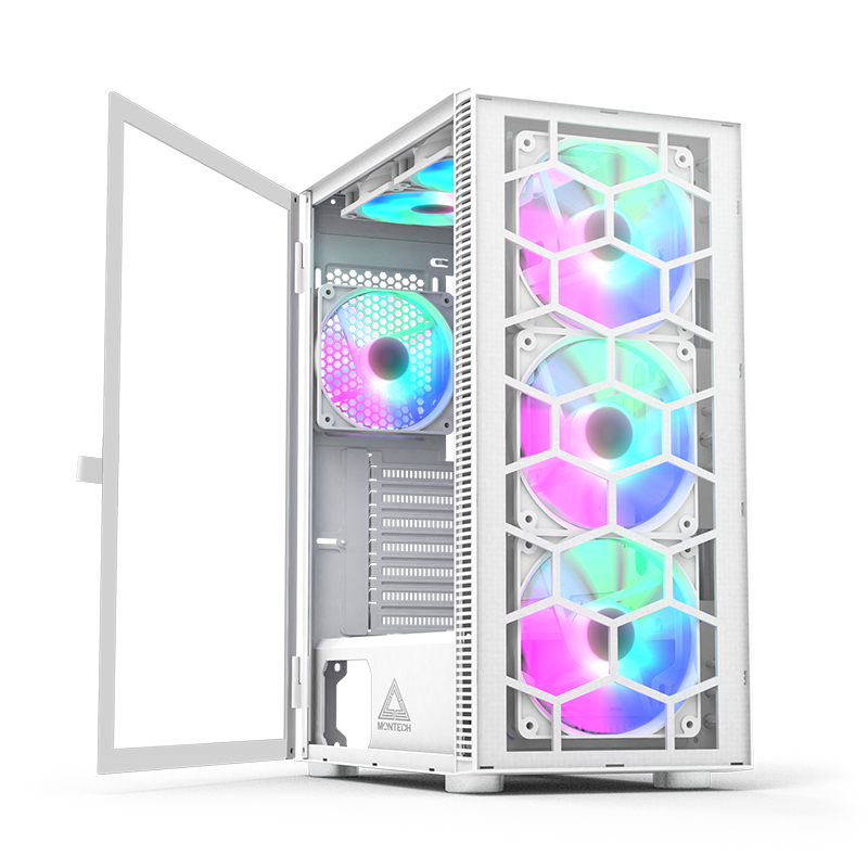 Montech - Caixa ATX Montech X3 Glass RGB Vidro Temperado Branco