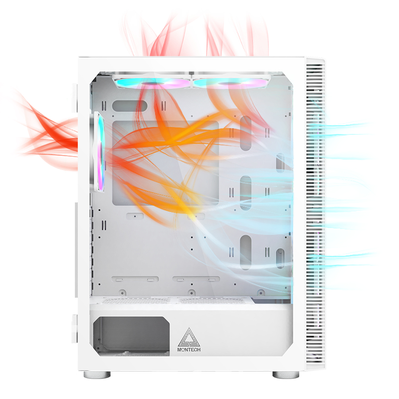 Montech - Caixa ATX Montech X3 Glass RGB Vidro Temperado Branco