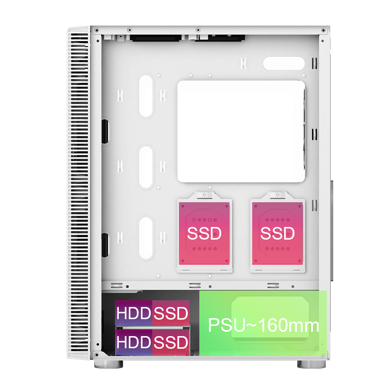 Montech - Caixa ATX Montech X3 Glass RGB Vidro Temperado Branco
