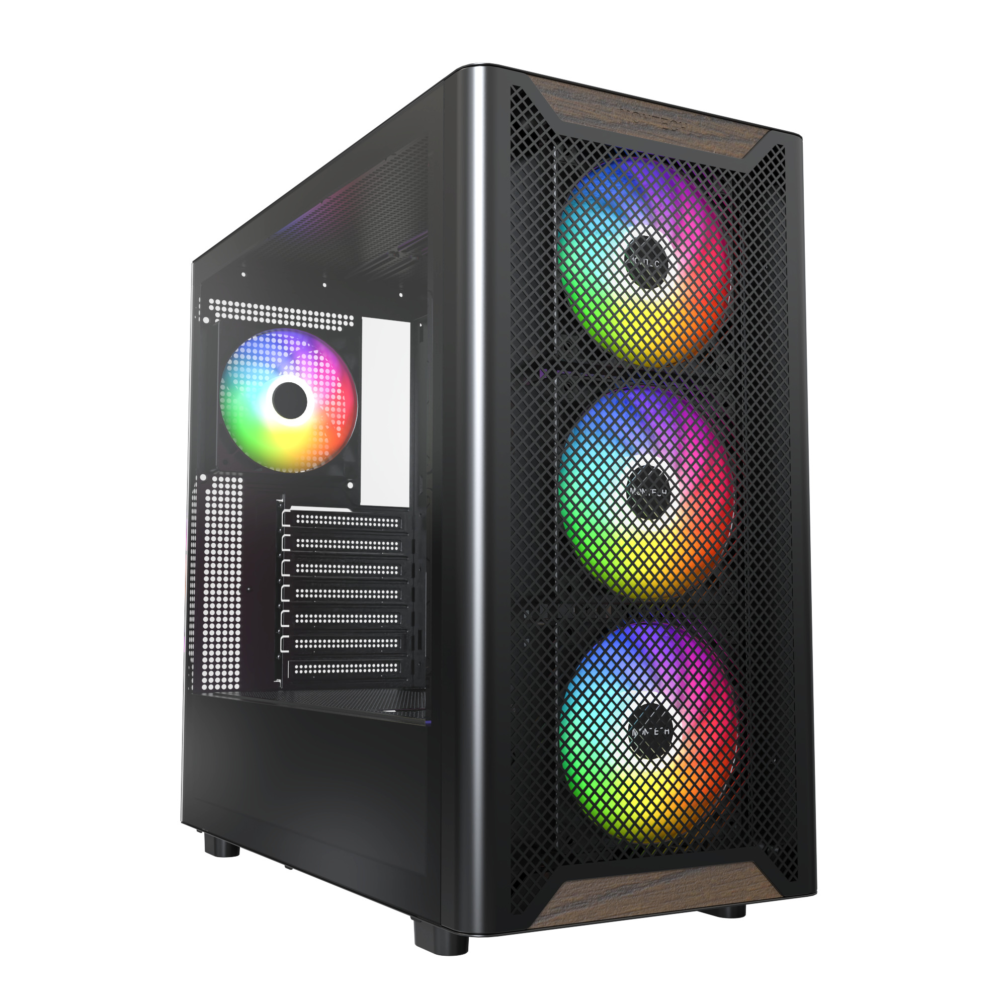 Picture of Picture of Caixa ATX Montech XR RGB Vidro Temperado Preto/Madeira