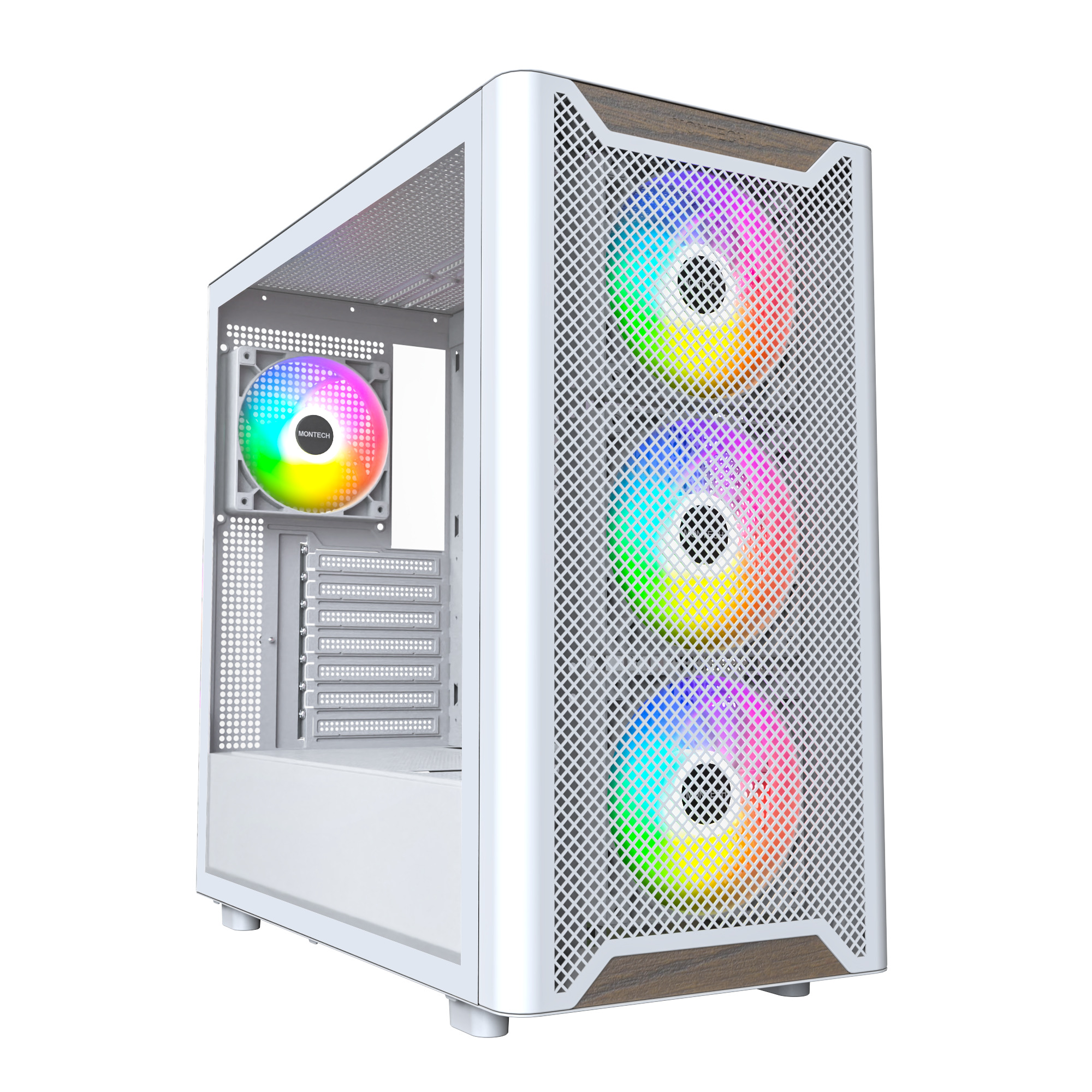 Picture of Picture of Caixa ATX Montech XR RGB Vidro Temperado Branco/Madeira