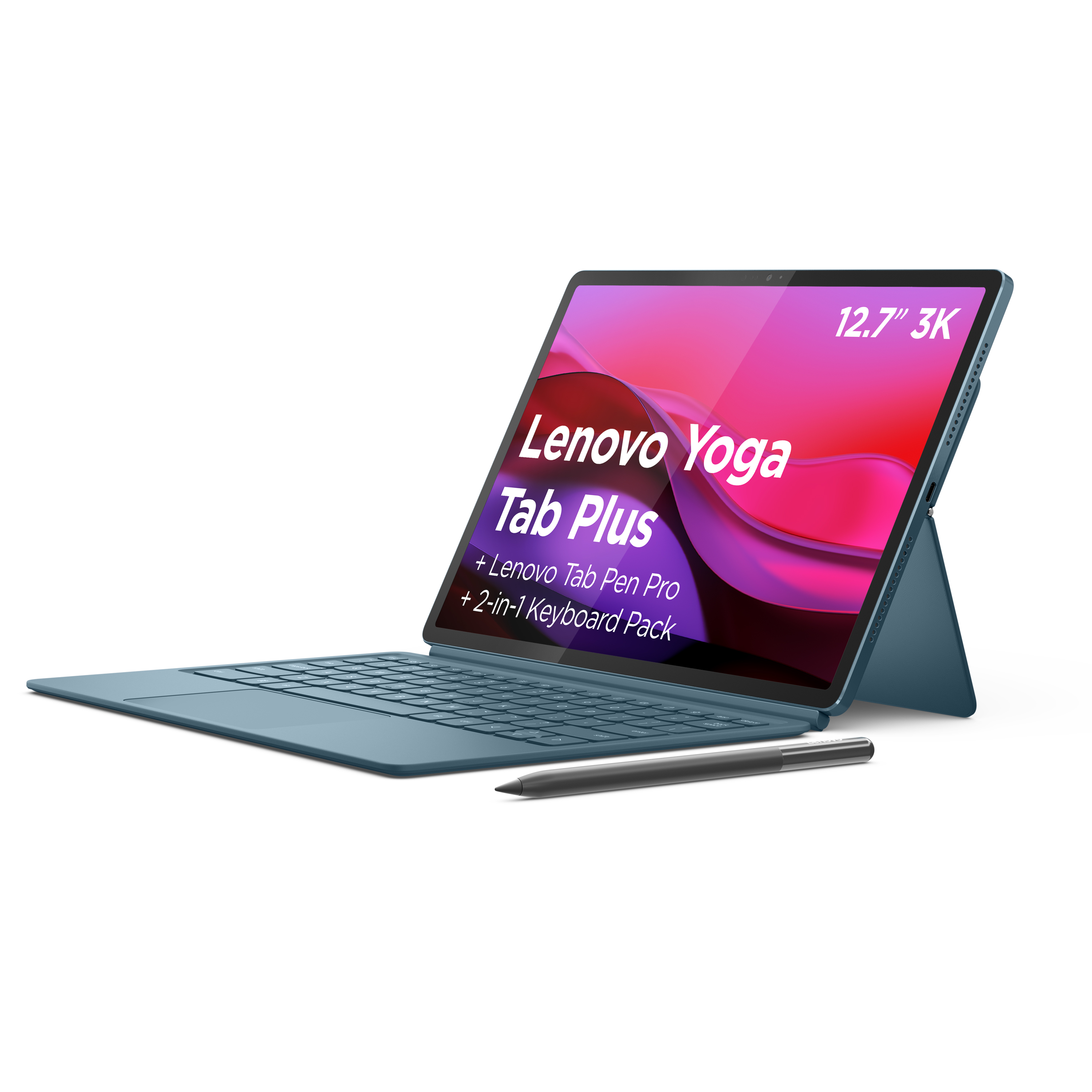 Picture of Picture of Tablet Lenovo Yoga Tab Plus TB520FU 12.7" (16 / 256GB) 3K 144Hz WiFi Tidal Teal + Capa Teclado + Pen