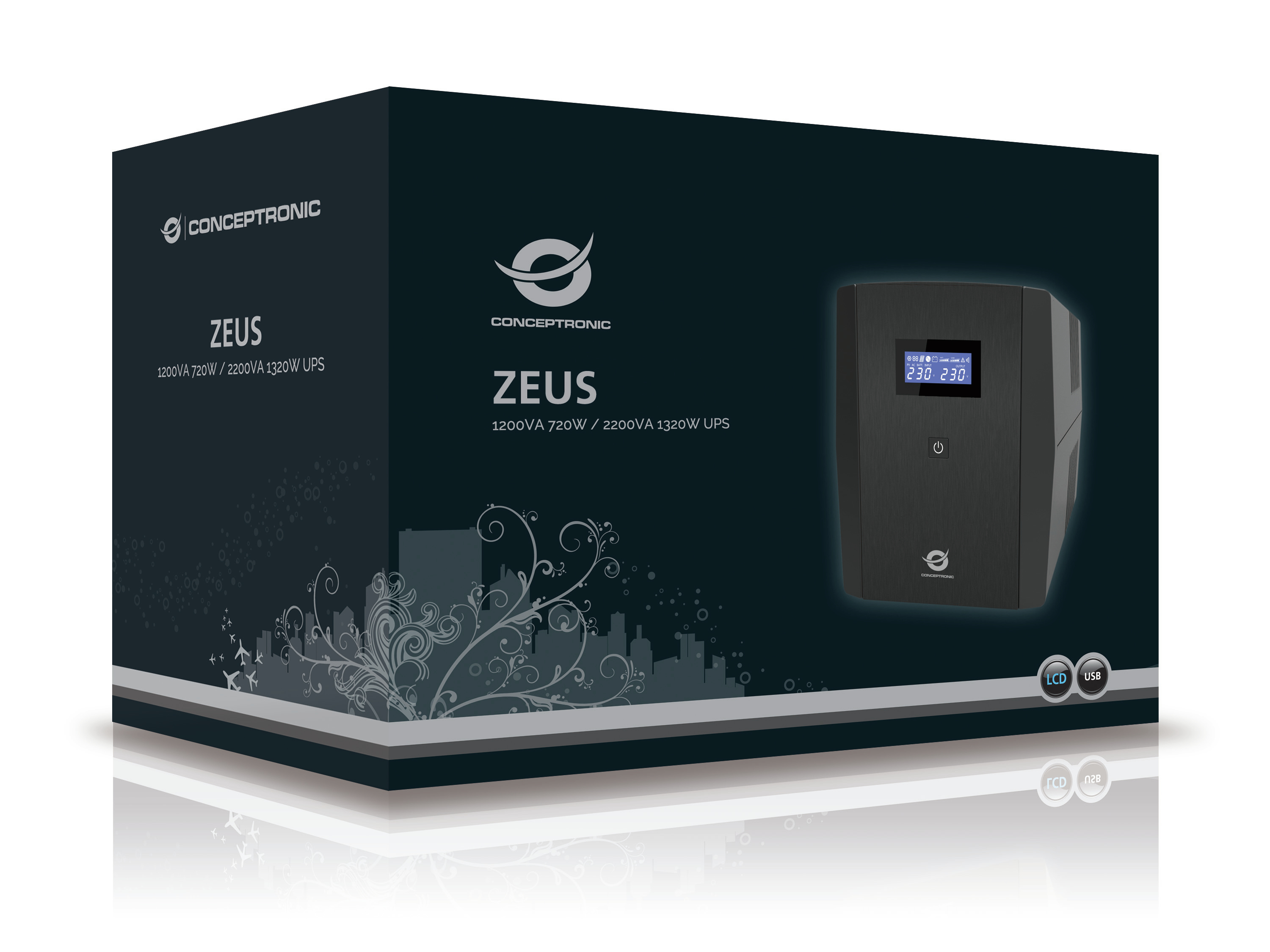 conceptronic - UPS Conceptronic ZEUS03EM 1200VA/720W IEC + Tomada Schuko