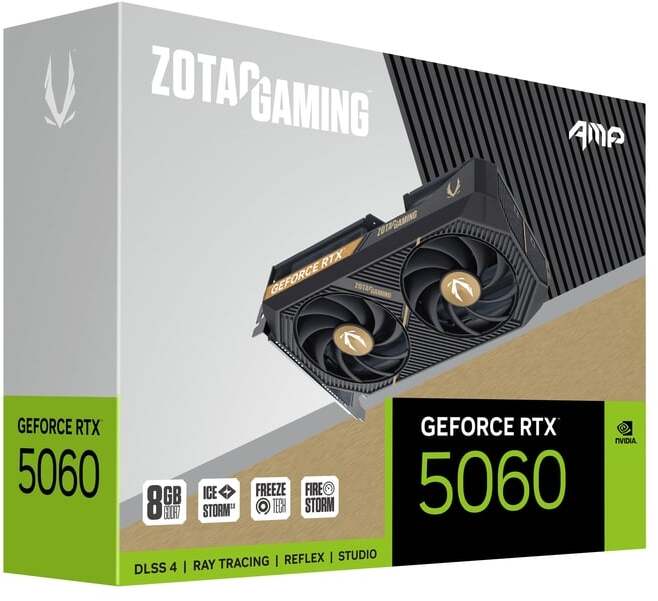 ZOTAC - Gráfica ZOTAC GeForce® RTX 5060 Amp 8GB GDDR7 DLSS4