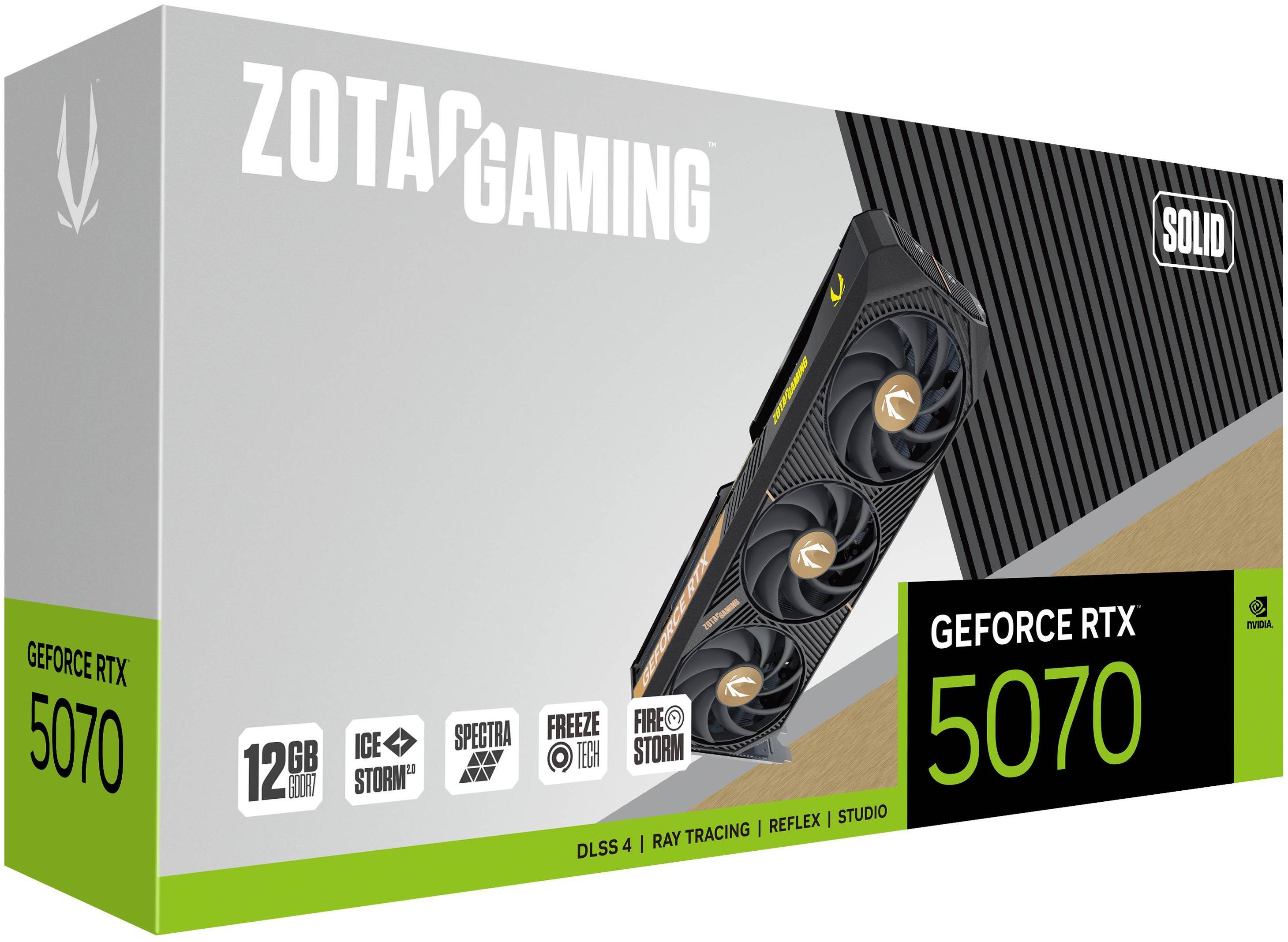 ZOTAC - Gráfica ZOTAC GeForce® RTX 5070 Solid 12GB GDDR7 DLSS4