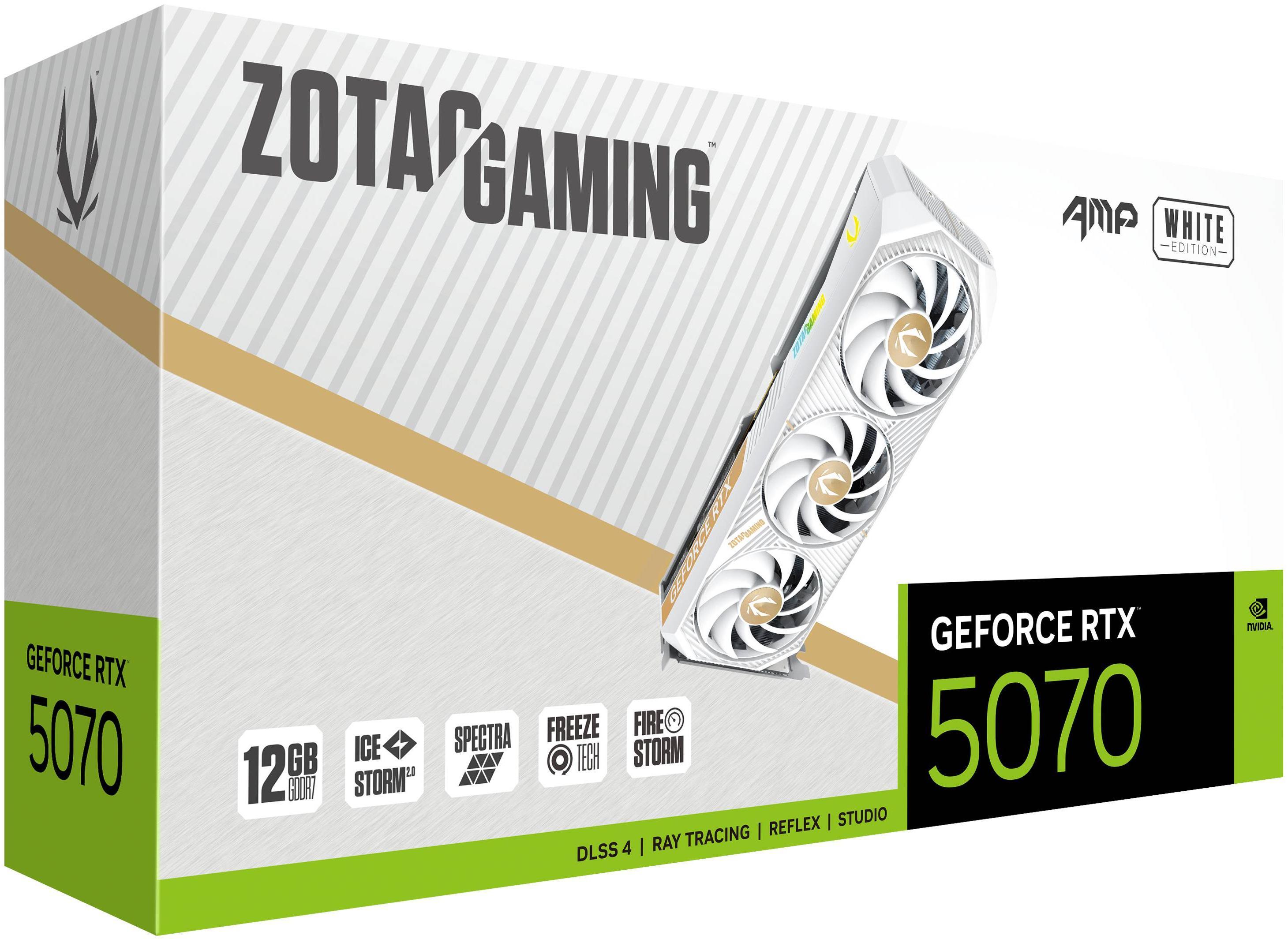 ZOTAC - Gráfica ZOTAC GeForce® RTX 5070 Amp White 12GB GDDR7 DLSS4