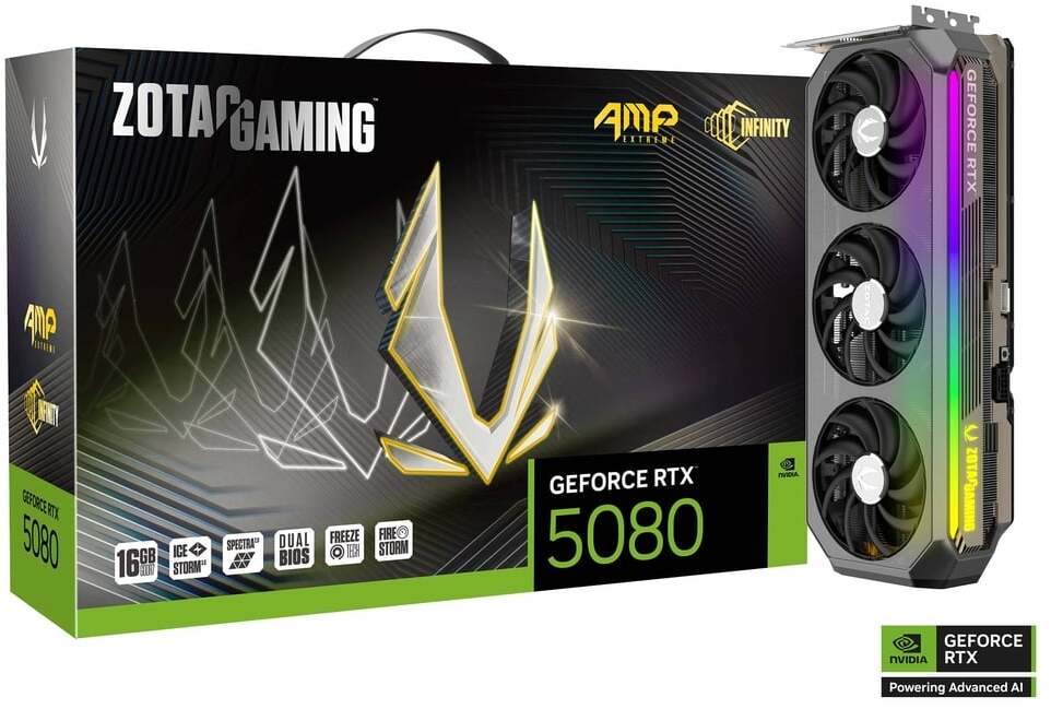 Picture of Picture of Gráfica ZOTAC GeForce® RTX 5080 AMP Extreme Infinity 16GB GDDR7 DLSS4