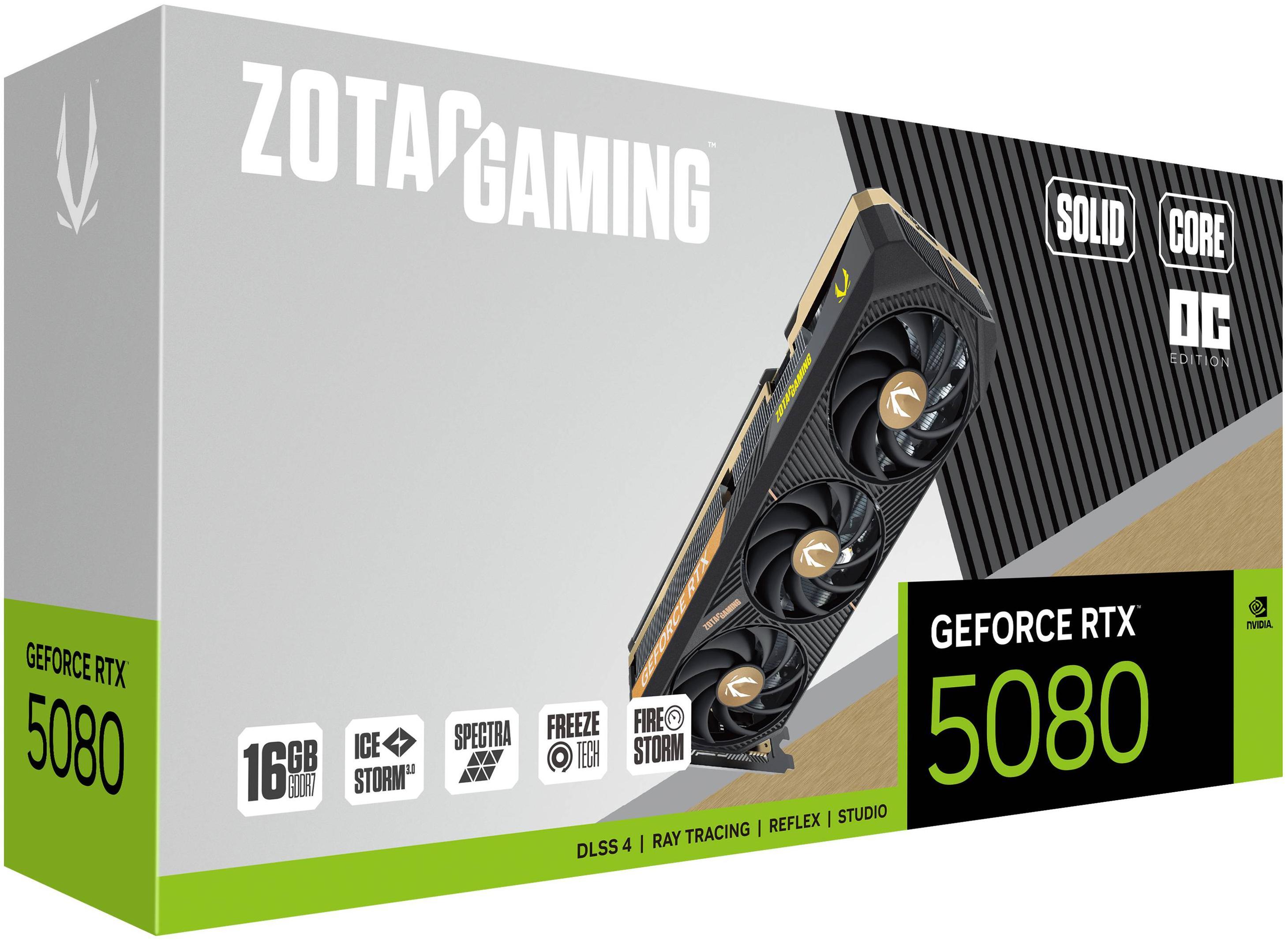 ZOTAC - Gráfica ZOTAC GeForce® RTX 5080 Solid Core OC 16GB GDDR7 DLSS4