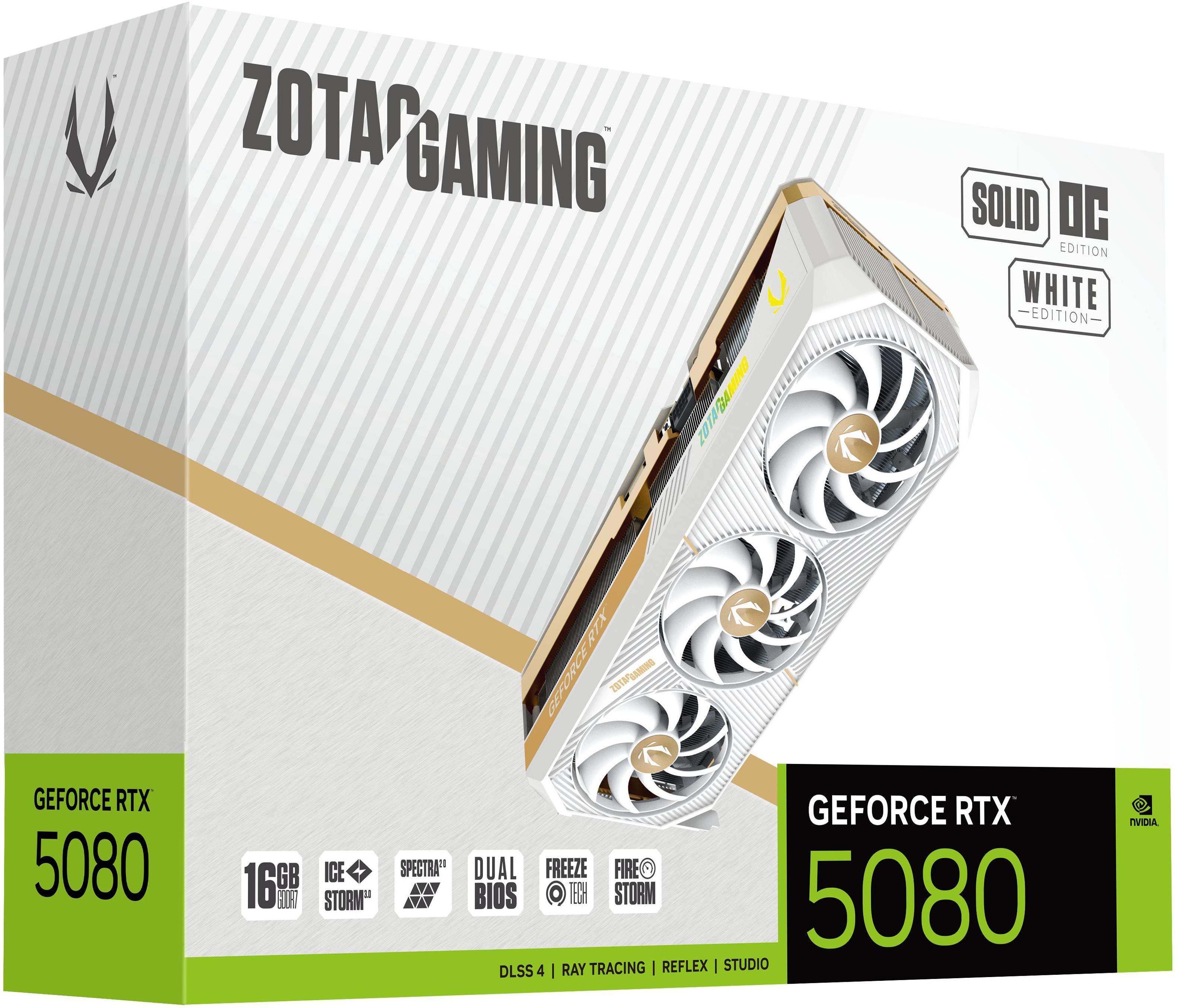 ZOTAC - Gráfica ZOTAC GeForce® RTX 5080 Solid OC White 16GB GDDR7 DLSS4