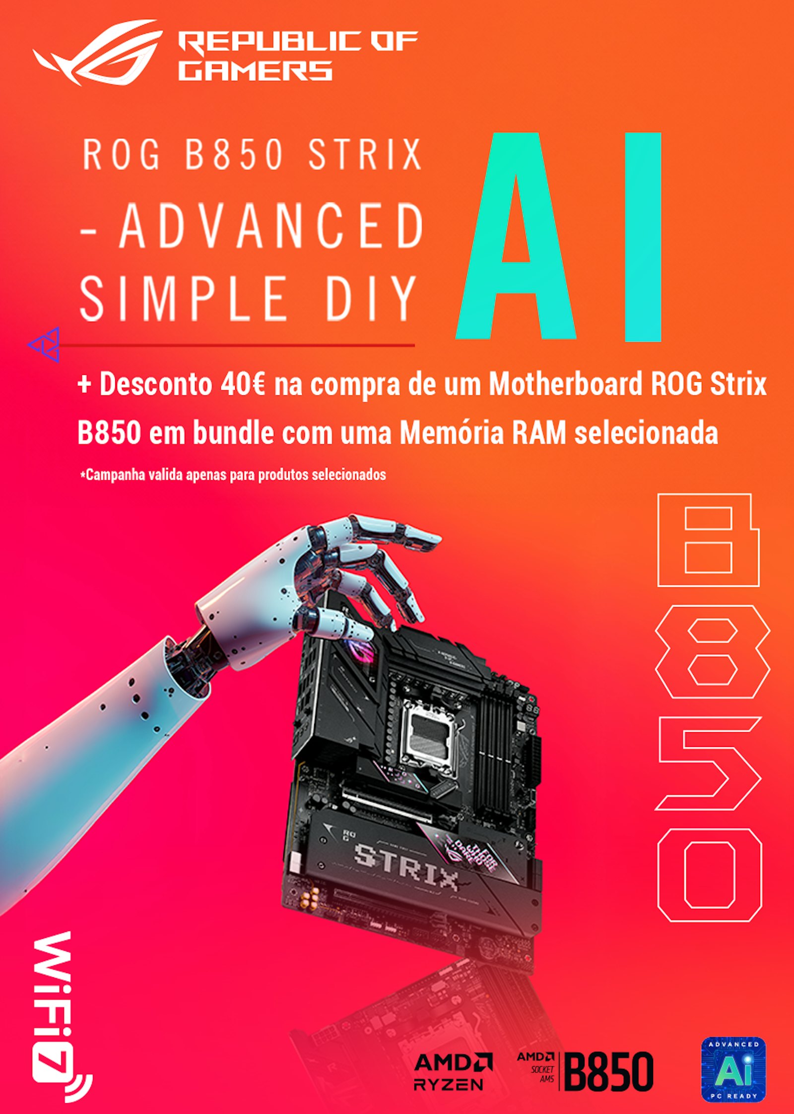 Desconto de 40€ na compra de um Motherboard ROG Stric em bundle com uma Memória RAM selecionada