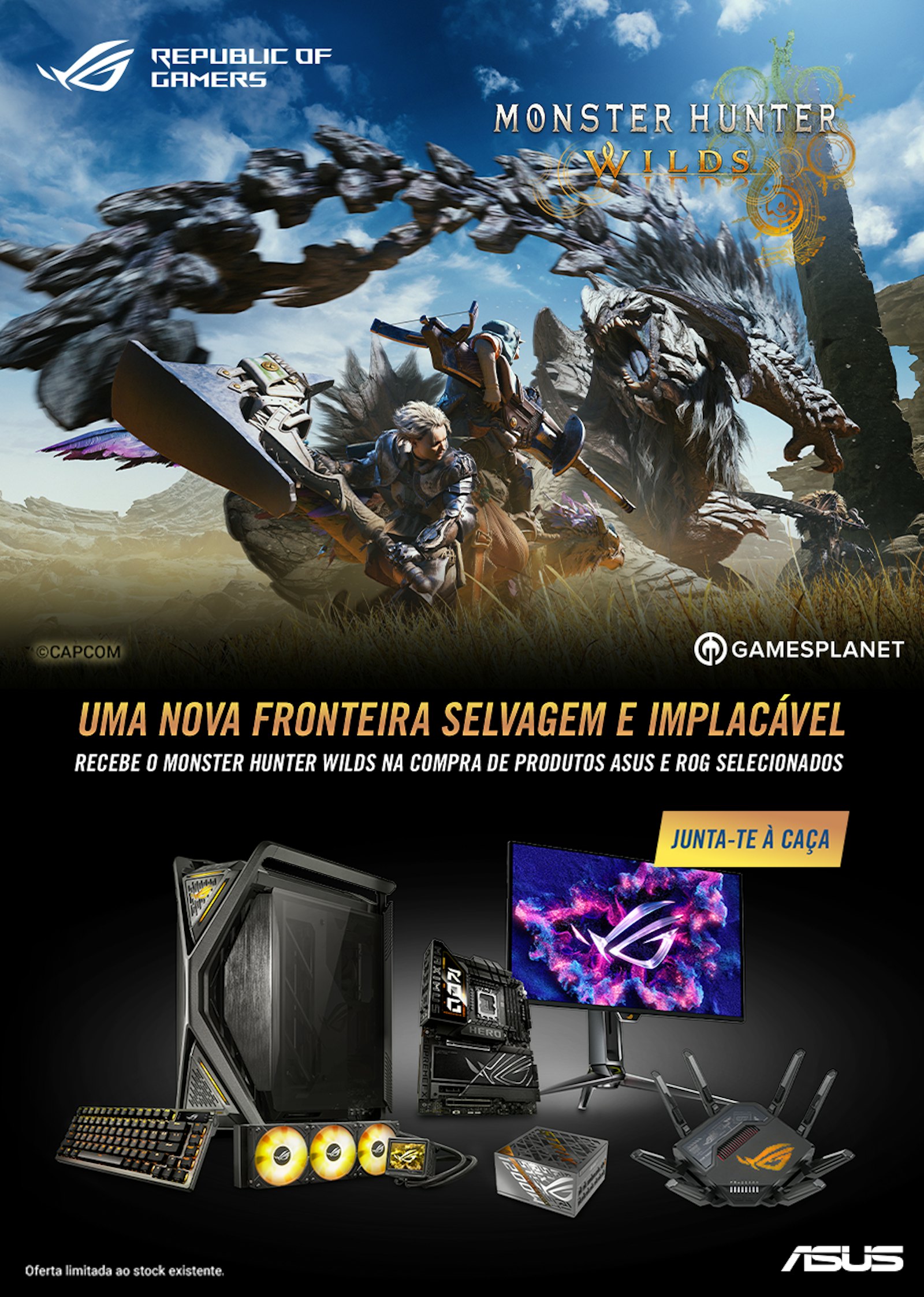 Recebe o Monster Hunter Wilds na compra de Produtos ASUS e Rog selecionados