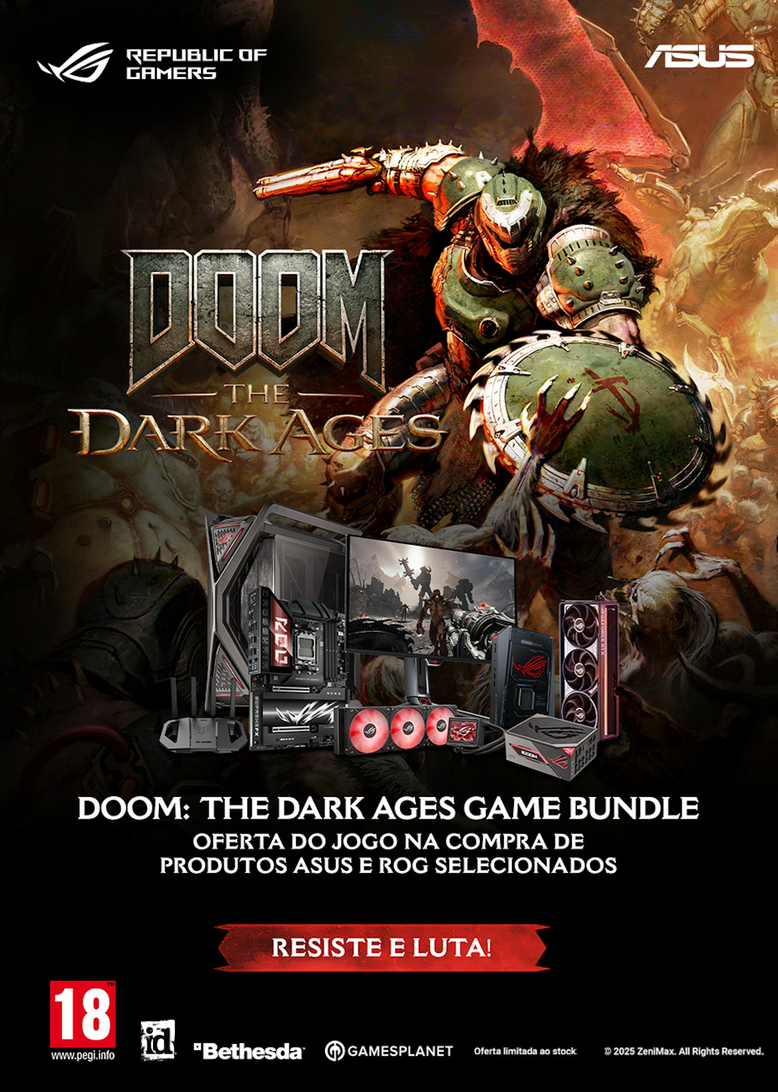 Compra um produto ASUS e ROG selecionado e recebe o DOOM: THE DARK AGES!