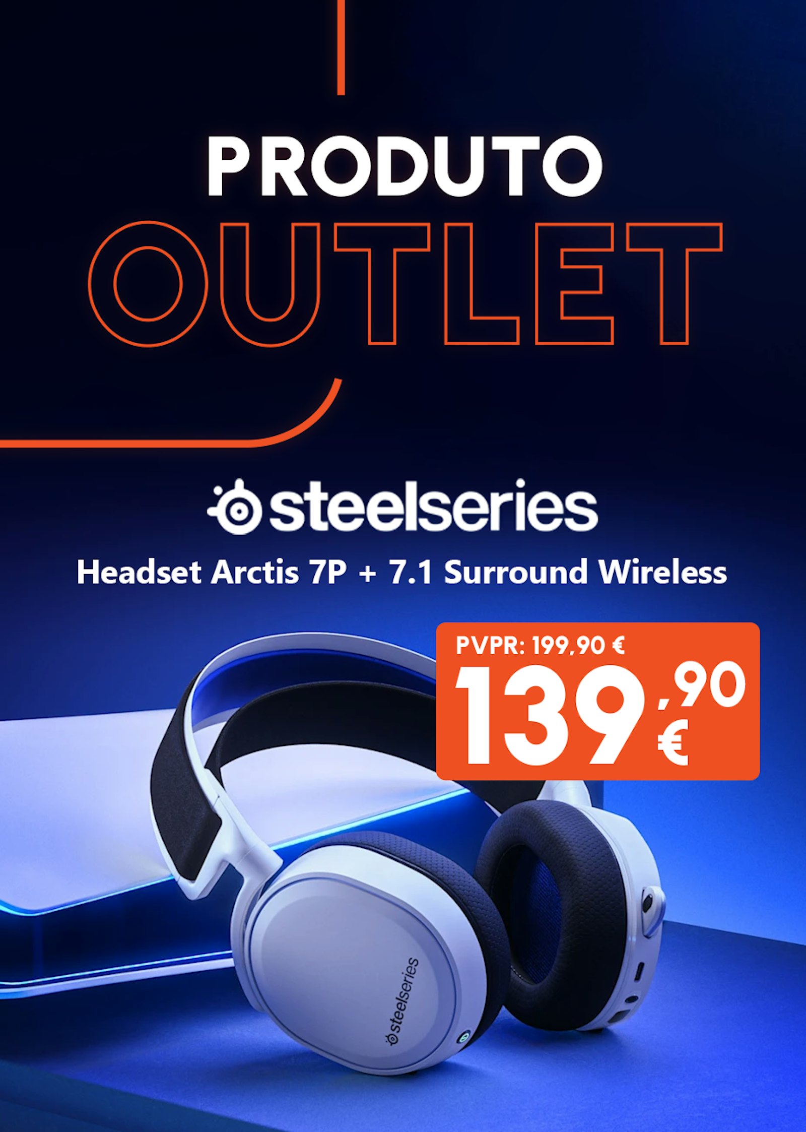Picture of Headset SteelSeries Arctis 7P+ 7.1 Surround Wireless Branco