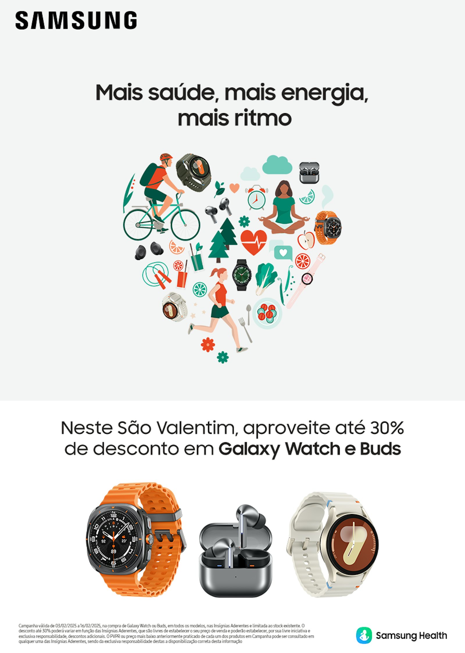 30% Desconto em Galaxy Watch e Buds