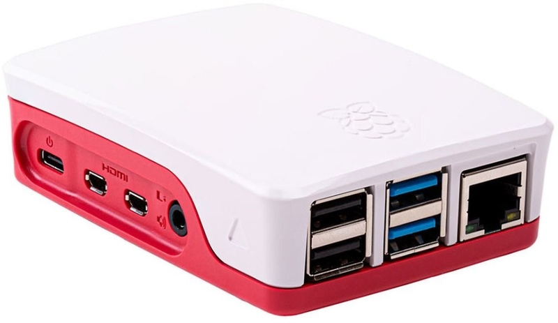 Caixa Oficial para Raspberry Pi 4 em Branco/Vermelho