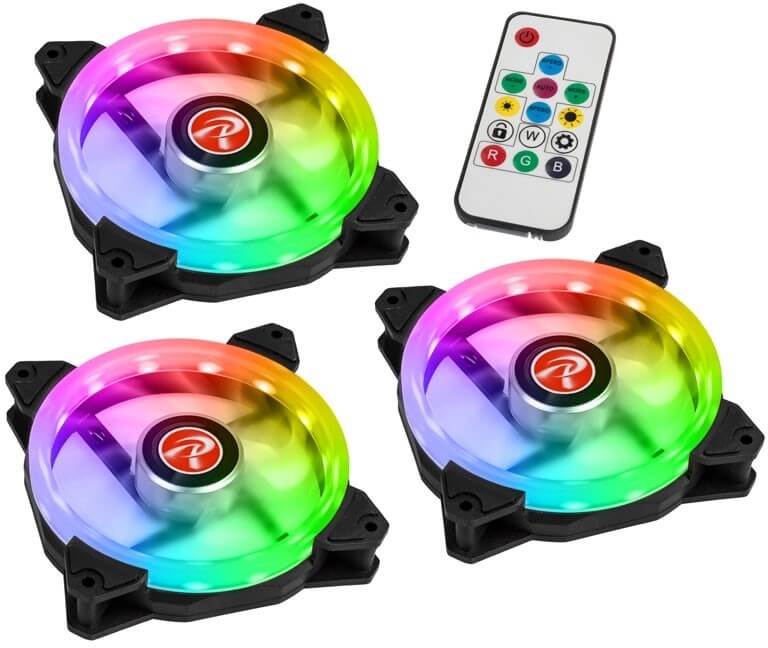 Raijintek - Ventoinha Raijintek IRIS 12 Rainbow A-RGB LED (Pack 3 + Controlador) - 120mm
