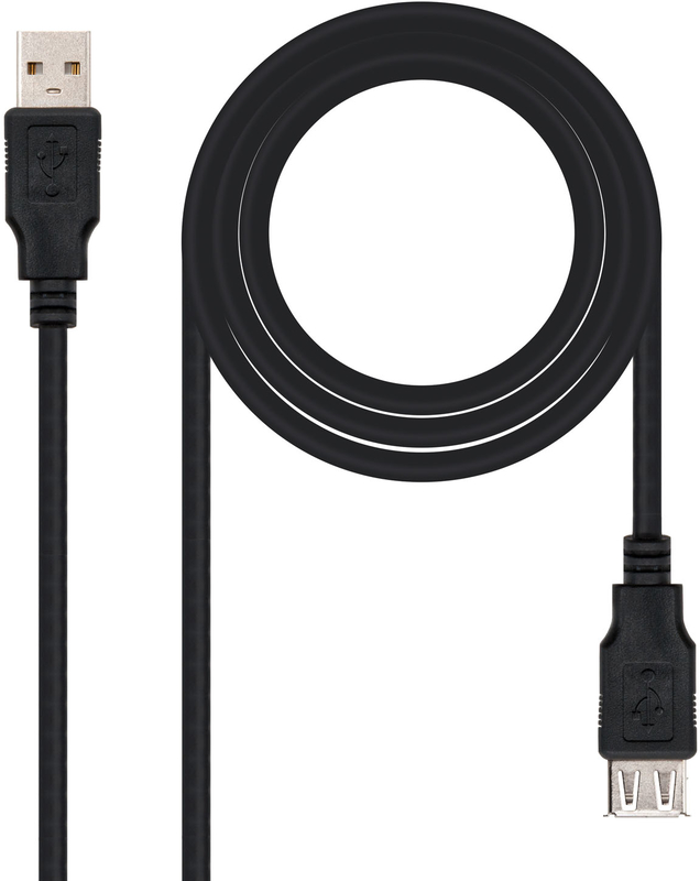 Cabo USB 2.0 Nanocable USB-A M/F 1 M Preto
